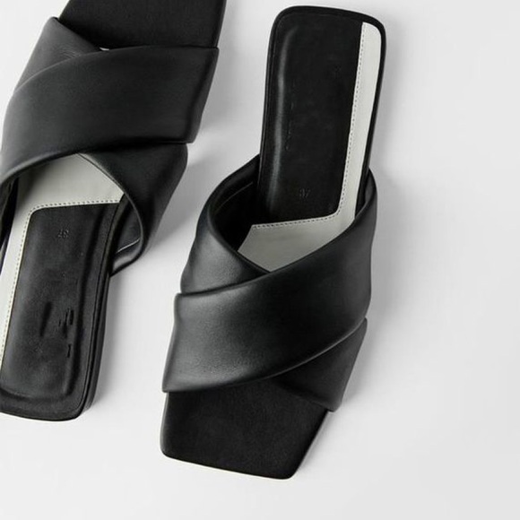 Zara Square Toe Leather Slides